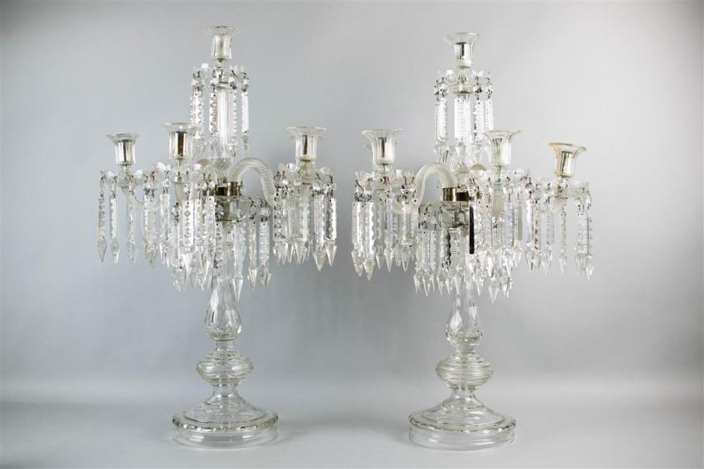 PAIR OF CUT GLASS SIX-LIGHT