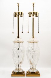 PAIR OF CUT-GLASS URN FORM TAB