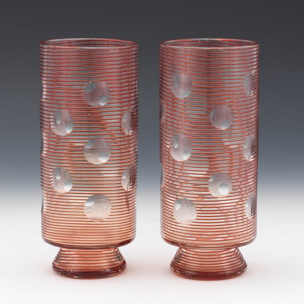 PAIR OF CZECHOSLOVAKIAN CLEAR OPTIC