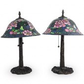 PAIR OF DALE TIFFANY STAINED G
