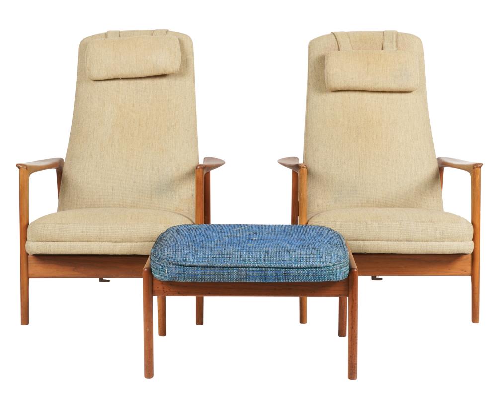 PAIR OF DANISH MODERN TEAK RECLINER