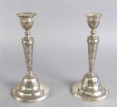 Pair of Danish silver candlest