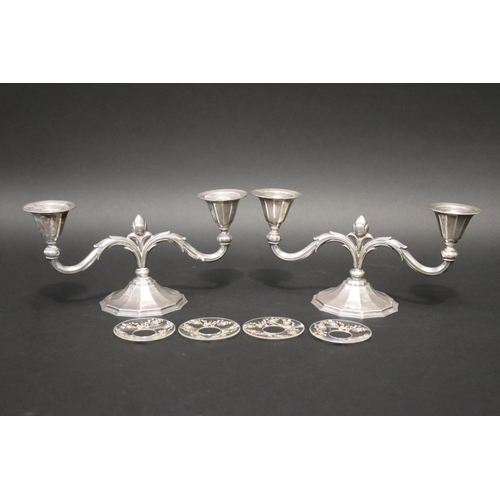 Pair of Danish silver two stick