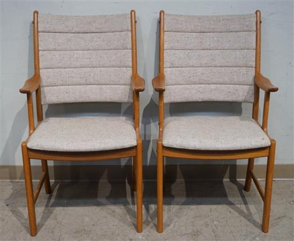 PAIR OF DANISH TEAK AND TWEED