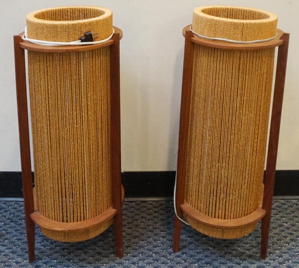 PAIR OF DANISH TEAK AND ROPE CORD