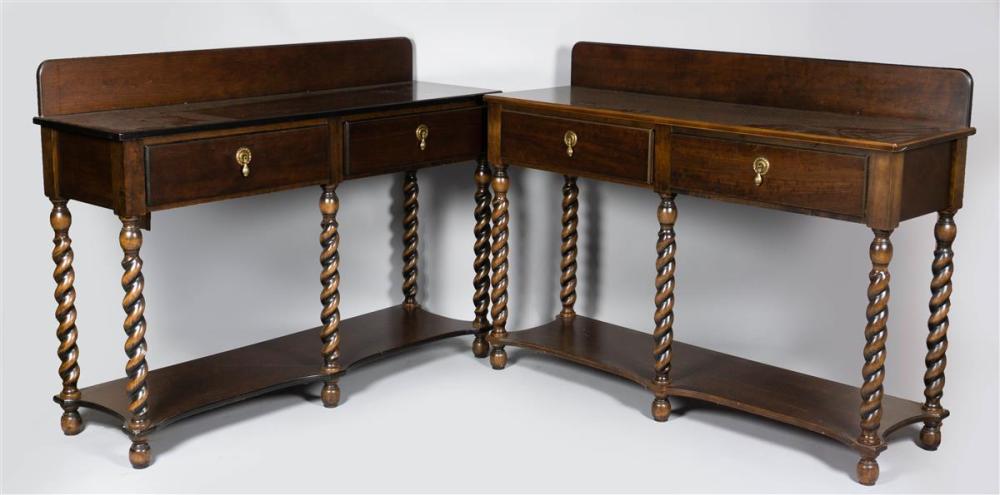 PAIR OF DARK BROWN SIDE TABLES OR