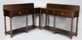 PAIR OF DARK BROWN SIDE TABLES