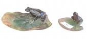 PAIR OF DAUM GLASS FROGS ON LI