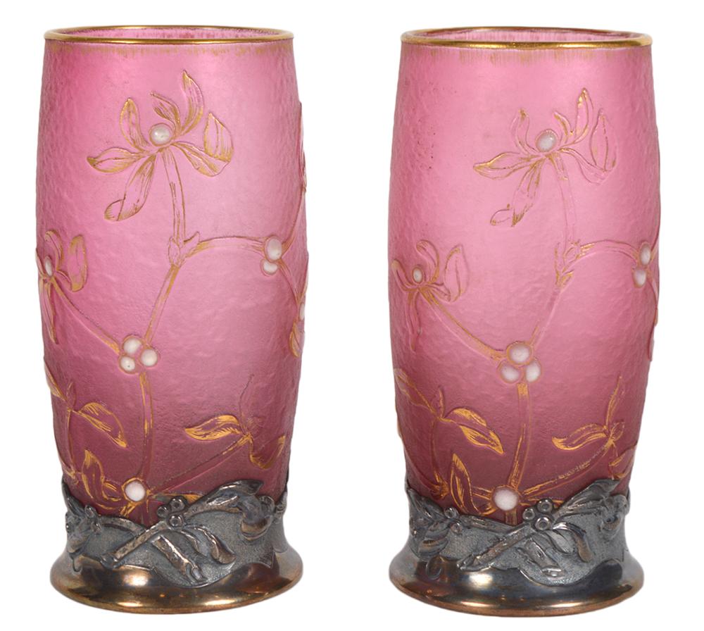 PAIR OF DAUM NANCY SILVER MOUNTED