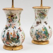 PAIR OF DECALCOMANIA LAMPS22 x