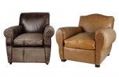 PAIR OF DECO-STYLE LEATHER ARM