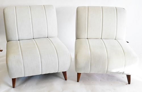 PAIR OF DECO STYLE UPHOLSTERED