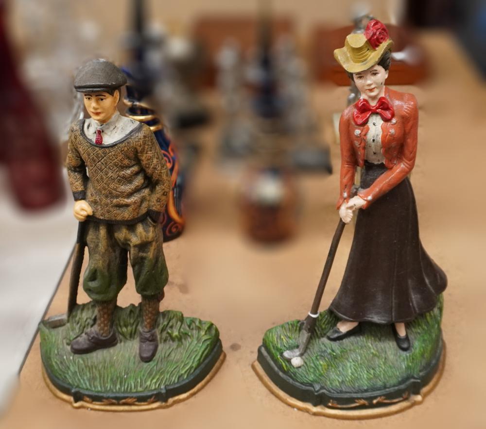 PAIR OF DECORATED CAST ALUMINUM