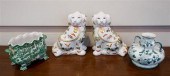 PAIR OF DECORATED CERAMIC SPAN