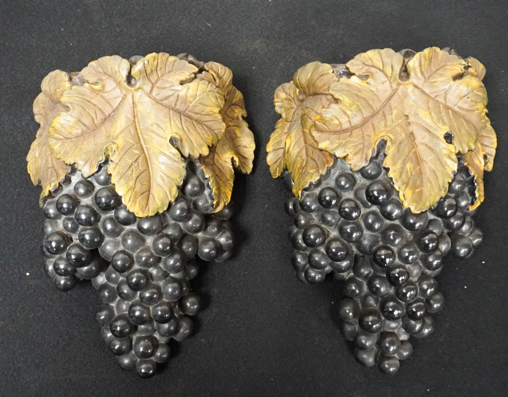 PAIR OF DECORATED COMPOSITION GRAPE