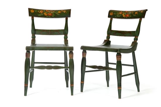 PAIR OF DECORATED SIDE CHAIRS. 