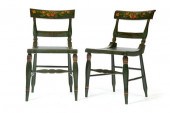 PAIR OF DECORATED SIDE CHAIRS.