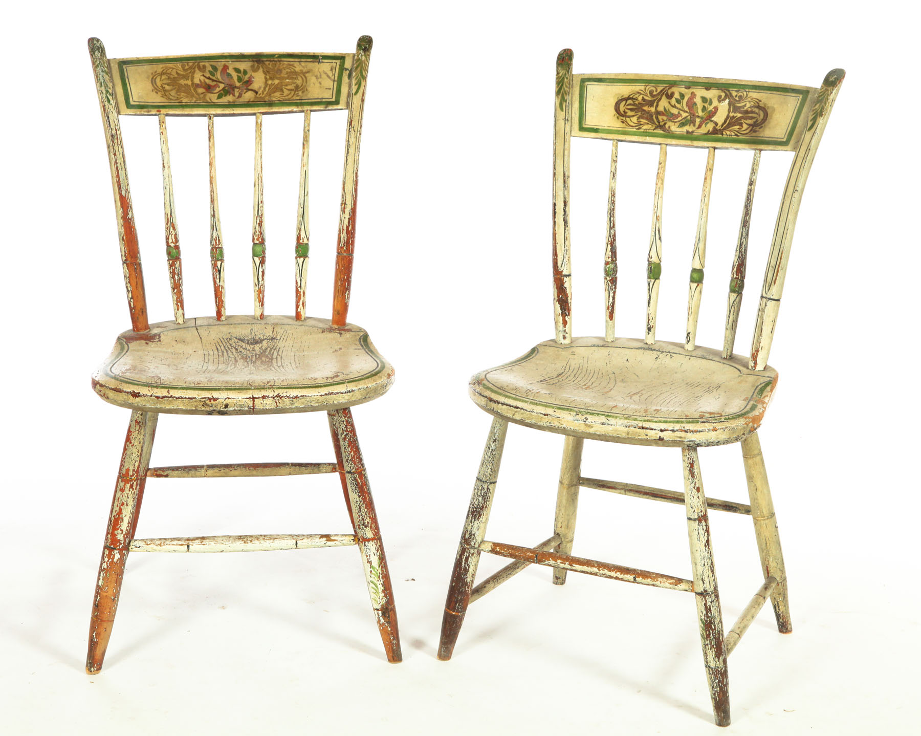 PAIR OF DECORATED WINDSOR