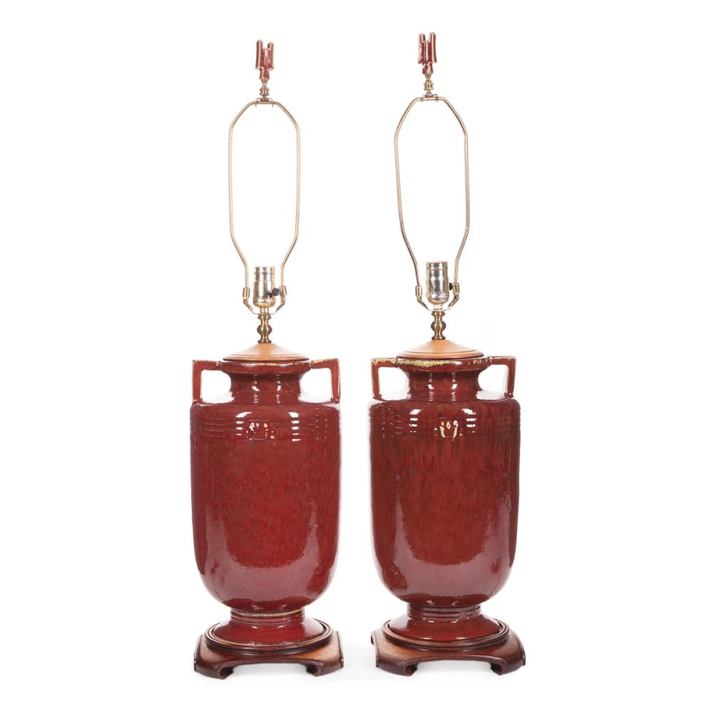 PAIR OF DECORATIVE RED POTTERY