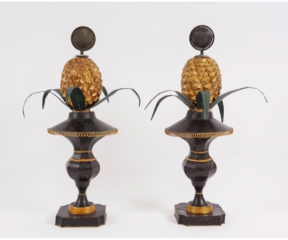 Pair of decorative tin painted
