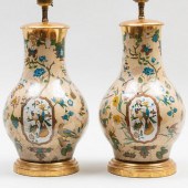 PAIR OF DECOUPAGED TABLE LAMPS