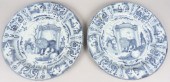 PAIR OF DELFT 'LION OF JUDAH'