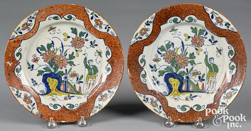 PAIR OF DELFT MANGANESE GROUND