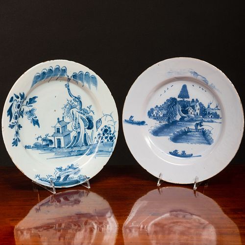 PAIR OF DELFT PLATES AND A