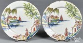 PAIR OF DELFT POLYCHROME PLATE