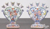 PAIR OF DELFT POLYCHROME QUINT