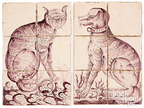 PAIR OF DELFT SIX TILE PLAQUES OF A