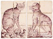 PAIR OF DELFT SIX TILE PLAQUES
