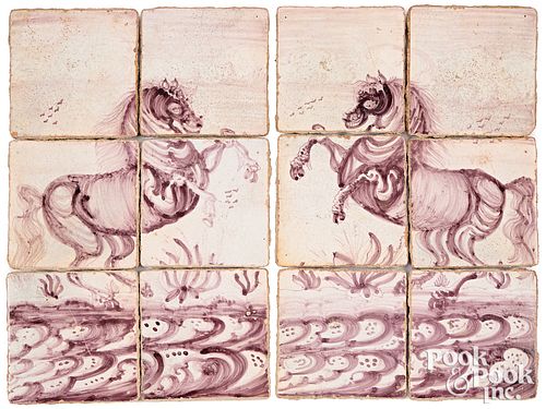 PAIR OF DELFT SIX TILE PLAQUES OF A