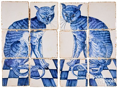 PAIR OF DELFT SIX TILE PLAQUES OF