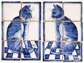 PAIR OF DELFT SIX TILE PLAQUES