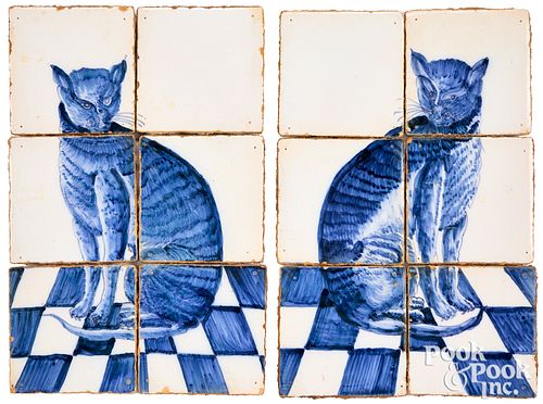 PAIR OF DELFT SIX TILE PLAQUES OF A