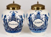 PAIR OF DELFTWARE TOBACCO JARS