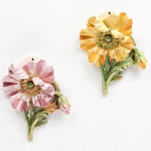 PAIR OF DELPHIN MASSIER MAJOLICA