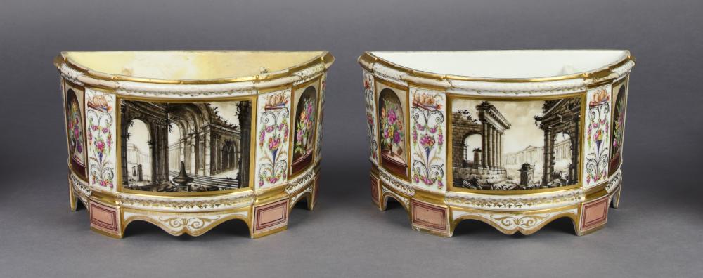 PAIR OF DEMILUNE BOUGH POTS