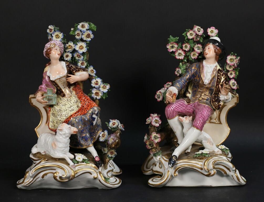 PAIR OF DERBY BOCAGE PORCELAIN
