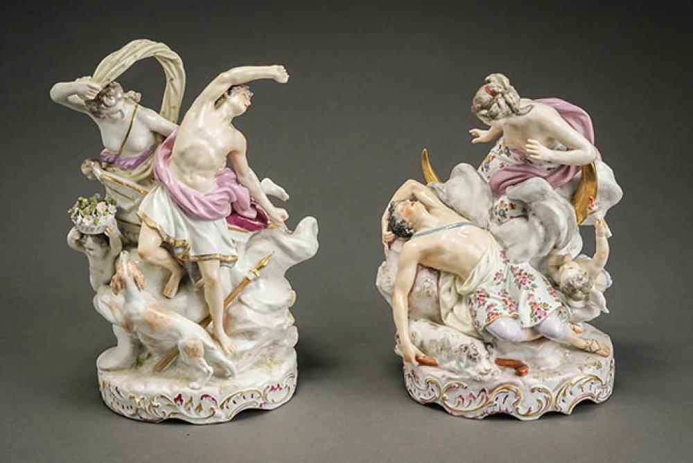 PAIR OF DERBY PORCELAIN ALLEGORICAL