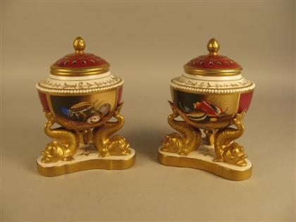 Pair of Derby style porcelain