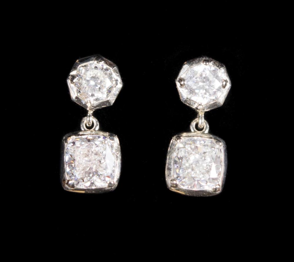 PAIR OF DIAMOND AND EIGHTEEN