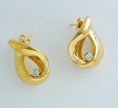 PAIR OF DIAMOND AND FOURTEEN K