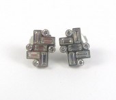 PAIR OF DIAMOND AND PLATINUM E