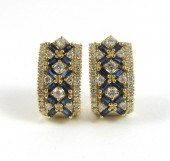 PAIR OF DIAMOND AND SAPPHIRE E