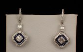 PAIR OF DIAMOND AND SAPPHIRE D