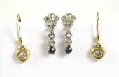 PAIR OF DIAMOND AND YELLOW GOL