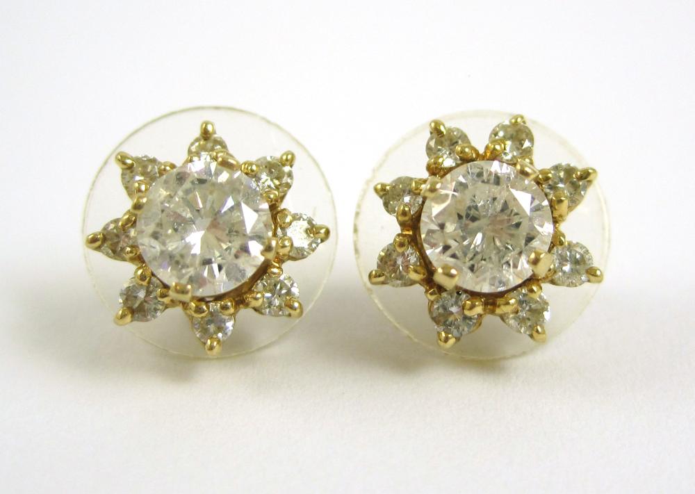 PAIR OF DIAMOND EAR STUDS WITH