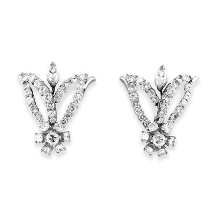 Pair of Diamond Earclips 	 